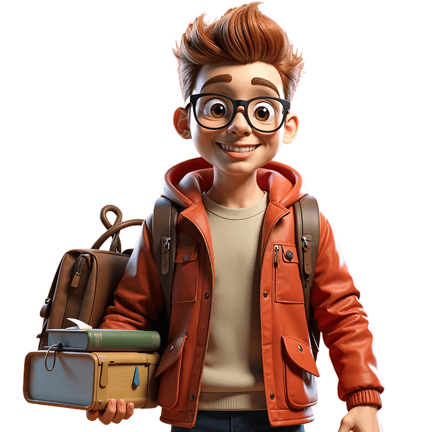 Student with backpack and books