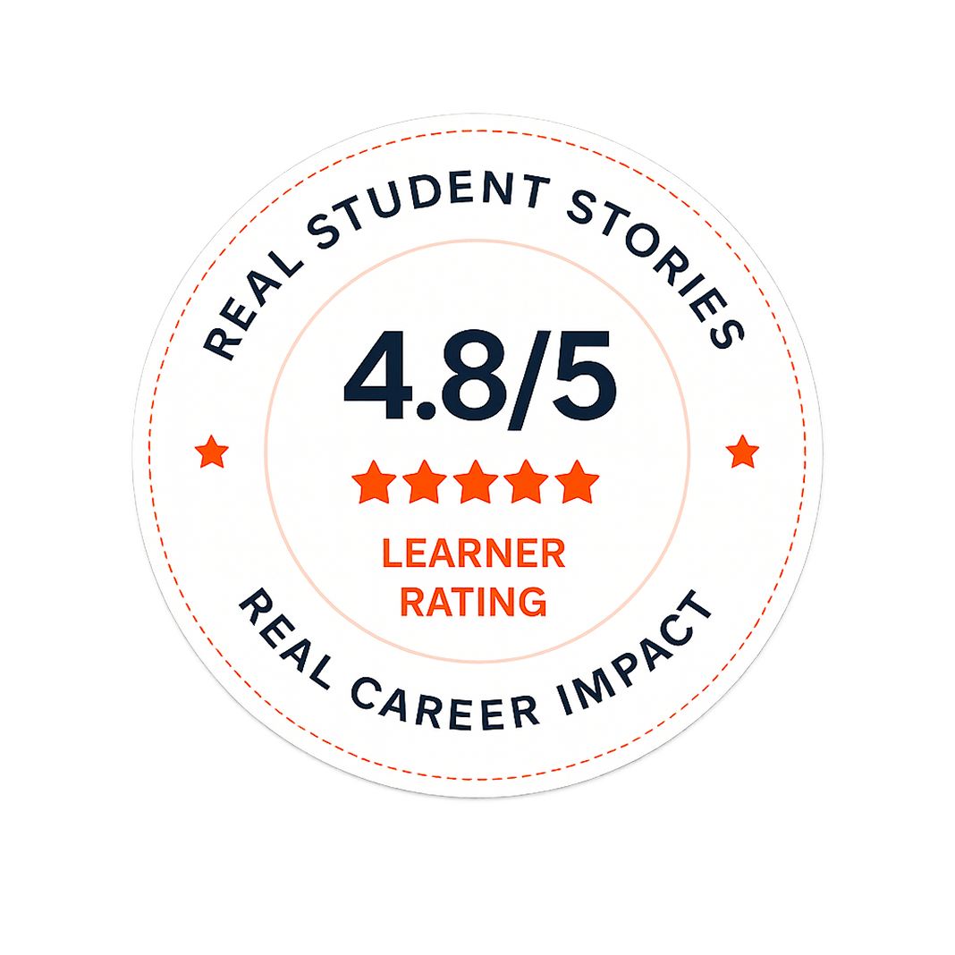 4.8 out of 5 learner rating — real student stories, real career impact